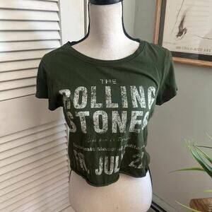 Rolling Stones x People of Leisure Shirt Medium Olive Green Retro Cropped Tee